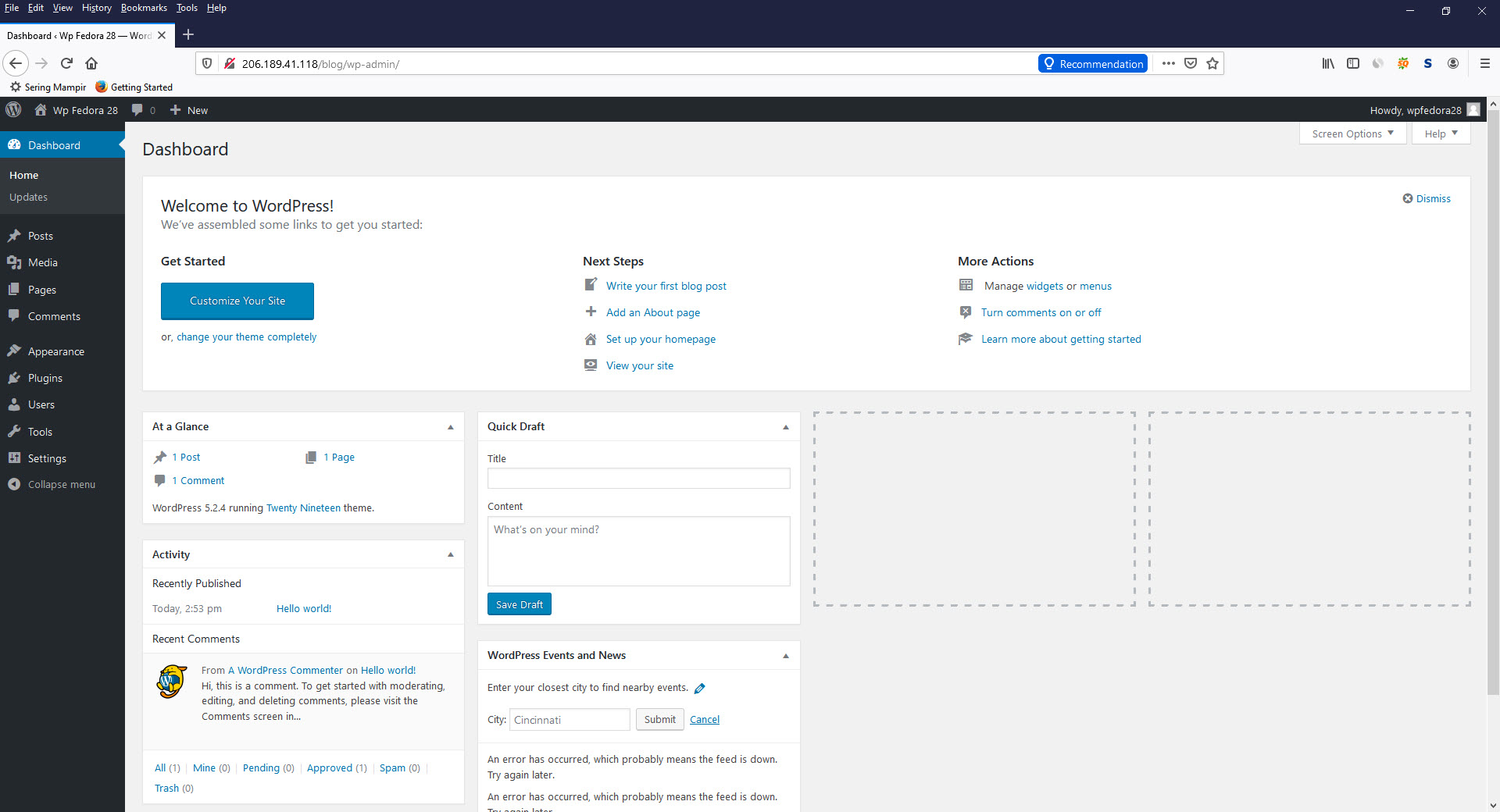 How To Install Wordpress With Apache On Fedora 28/29/30/31/32