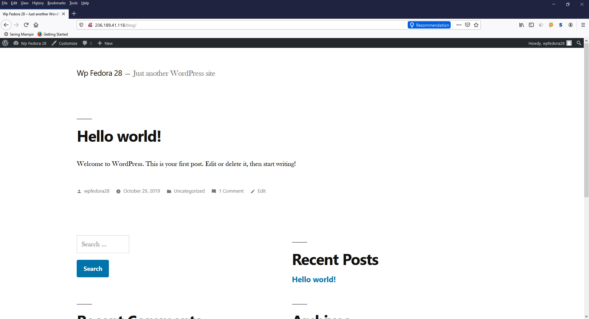 How To Install Wordpress With Apache On Fedora 28/29/30/31/32